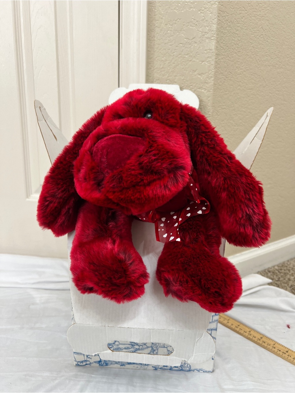 Vintage Dan Dee BIG Valentine's Dog Plush Collector's Choice Animal Floppy Red